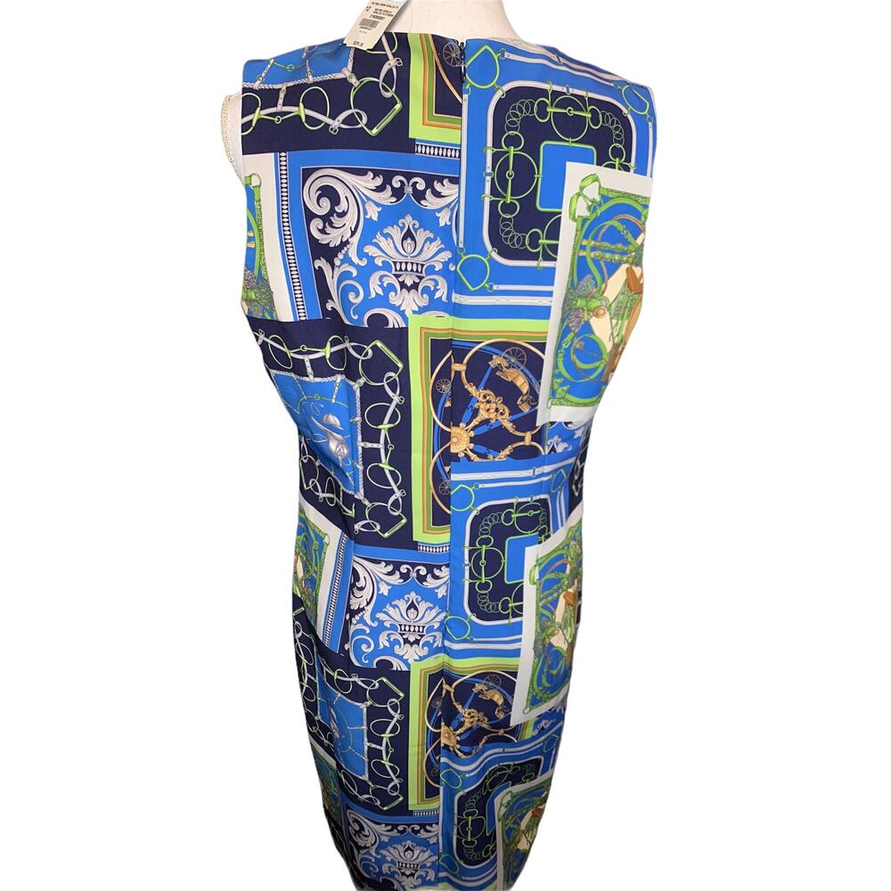 J McLaughlin Equestrian Print Patchwork Dress Blu… - image 6